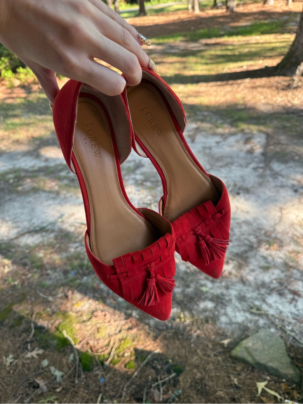 J.Crew d’Orsay Red Tassel Flats | Suede | Size 9 | NWOT